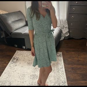 Toad & Co cue wrap cafe dress blue XS